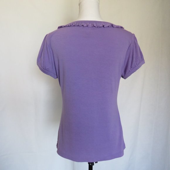 Candie’s Women’s Short Sleeves Blue Violet Summer Knit Top size XL - Picture 3 of 6